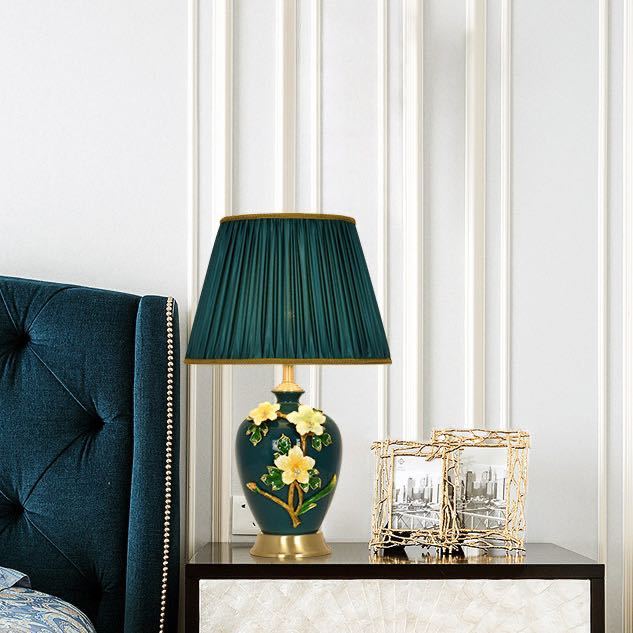 A030094琺瑯彩照明スタンドライト ．テーブルランプ デスクライト 高級陶器卓上ステンド 卓上ランプ 高さ58cm