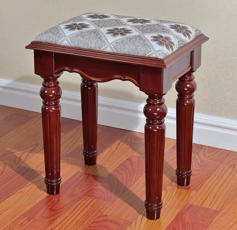 A040927豪華姫系スツール 布刺繍ソファスツール インテリア 猫脚 イス チェアー