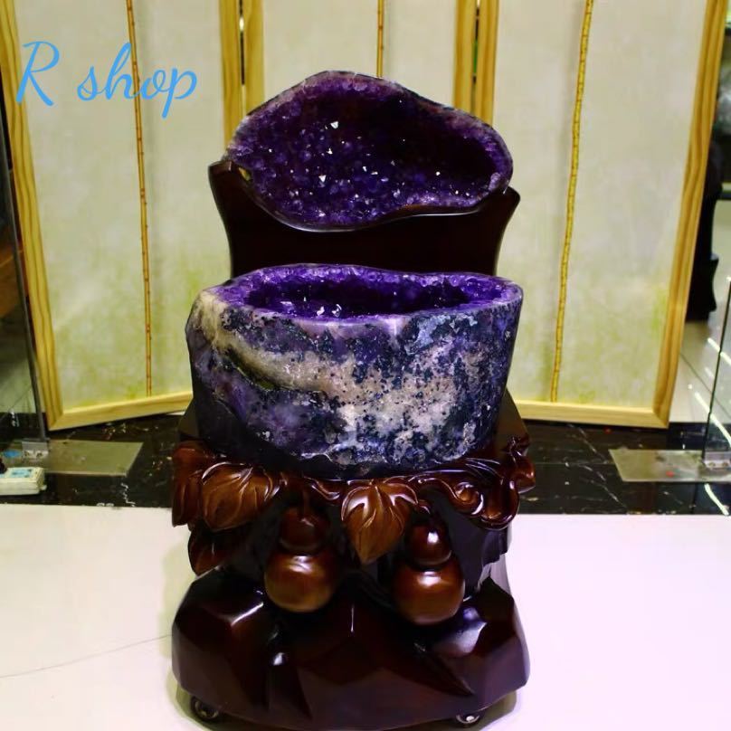 高級天然紫水晶アメジストエッグ紫晶卵パワーストーンオフィスリビングインテリア．金運財運風水置物 高さ77cm 重さ66.5kg