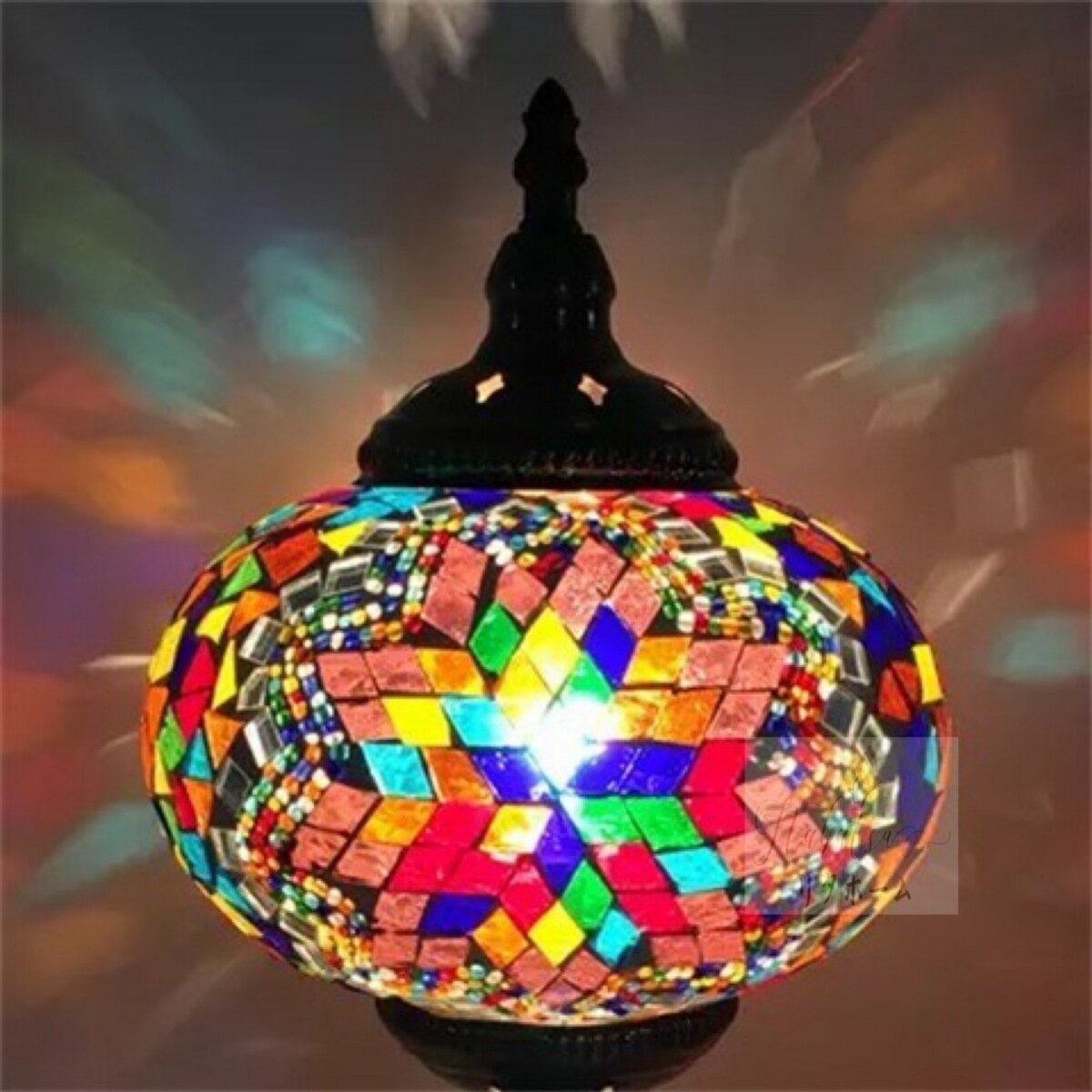 A001939高級感溢れる トルコ風 ステンドグラス テーブルランプ 照明卓上スタンド 手作り
