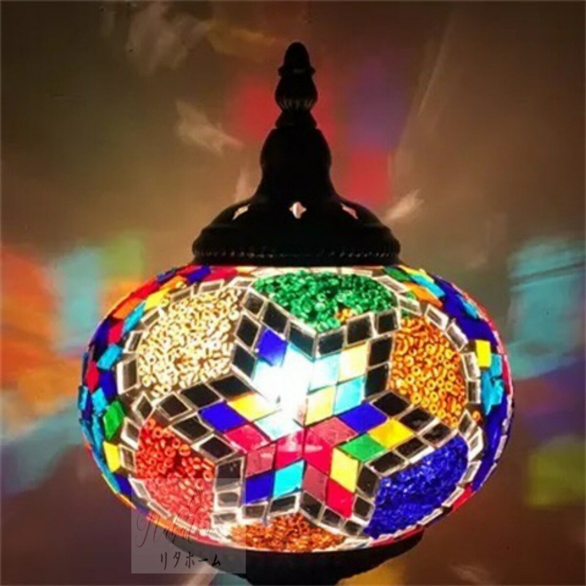 A001945高級感溢れる トルコ風 ステンドグラス テーブルランプ 照明卓上スタンド 手作り