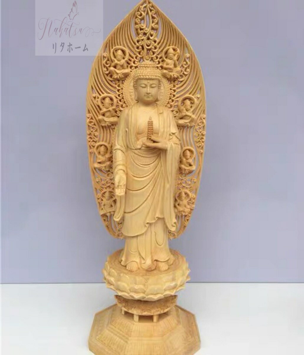 A001971黄楊木 実木彫刻手工芸品 人物仏像如来置物 南無阿弥陀仏
