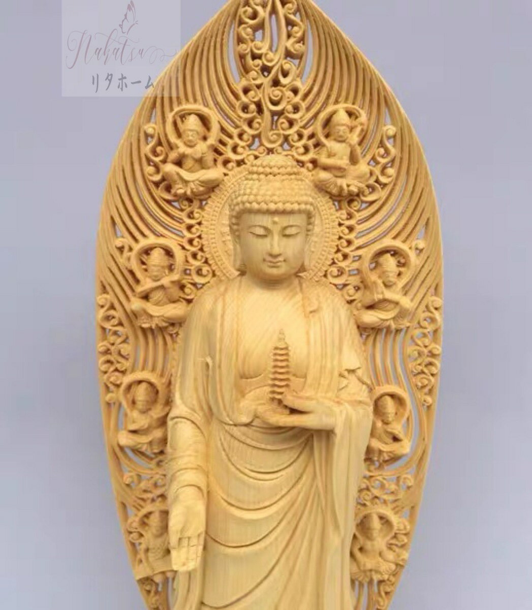 A001971黄楊木 実木彫刻手工芸品 人物仏像如来置物 南無阿弥陀仏 2