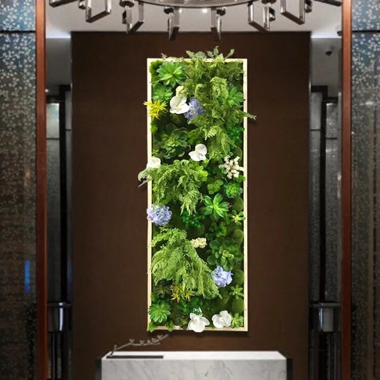 A051058壁飾り 人工観葉植物 壁掛けインテリア ディスプレイ 壁掛けミックスグリーン 造花 壁掛け 50x150cm