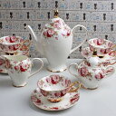 A056428ティー・コーヒーカップセット カップ&ソーサー6客セット 花柄 姫系雑貨 上品陶磁器ティーセット