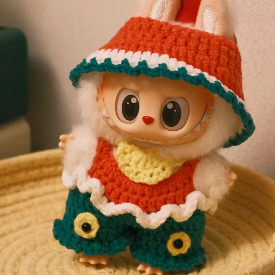 A064109新品2点セット スイカlabubuラブブぬいぐるみ服17cm着せ替え着ぐる