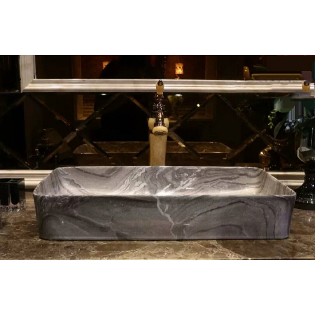 A064144高級感 洗面ボウルセット 洗面ボール 陶器 手水鉢 手洗器 手洗い鉢 洗面器 [3]