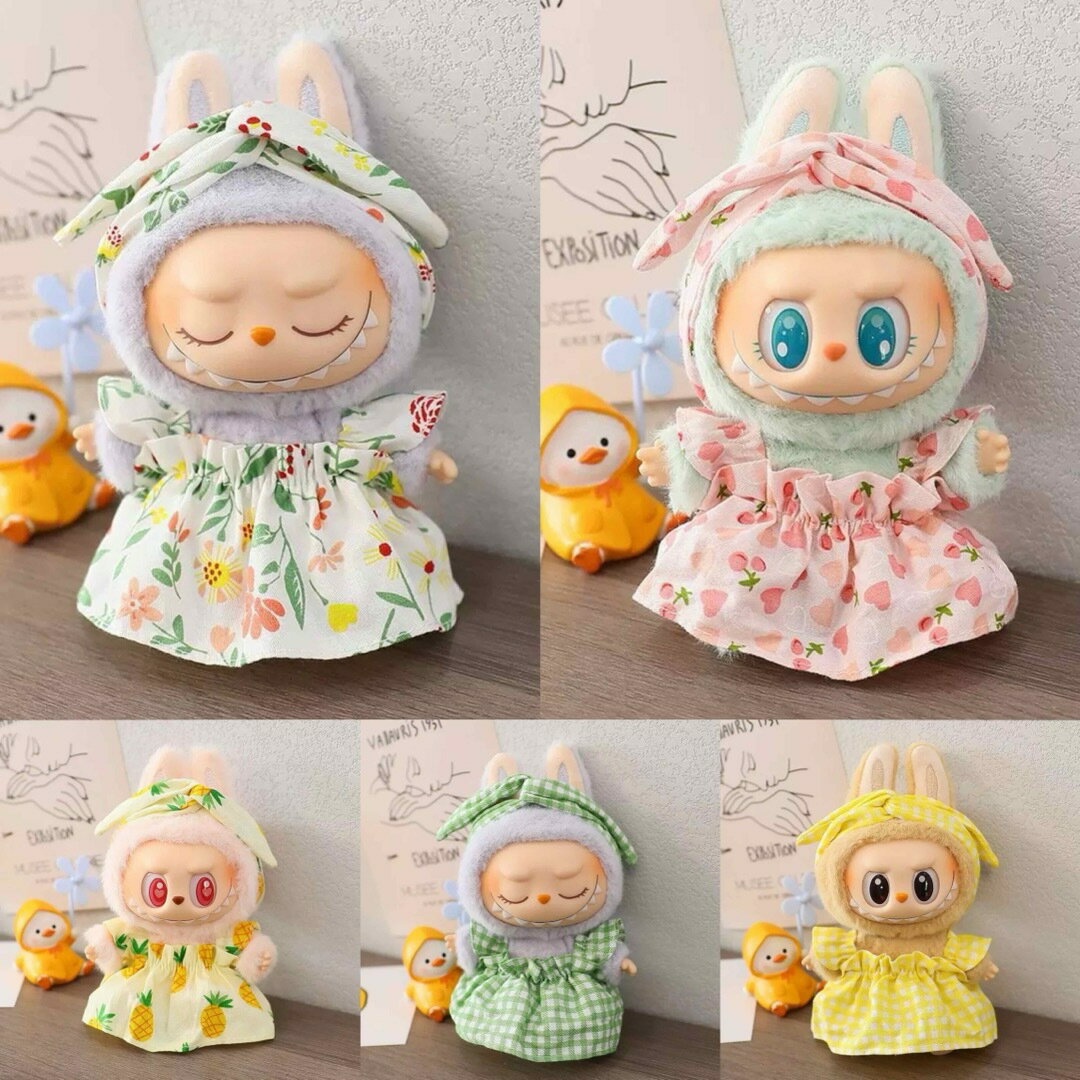 A064160新品2点セット ワンピースlabubuラブブぬいぐるみ服17cm着せ替え着ぐる