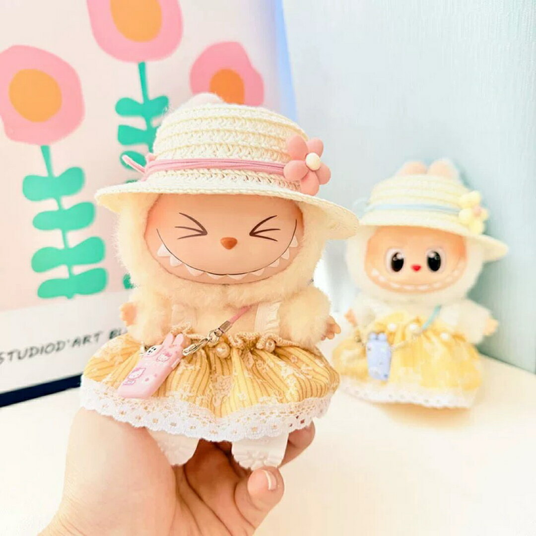 A064165新品3点セット ワンピースlabubuラブブぬいぐるみ服17cm着せ替え着ぐる