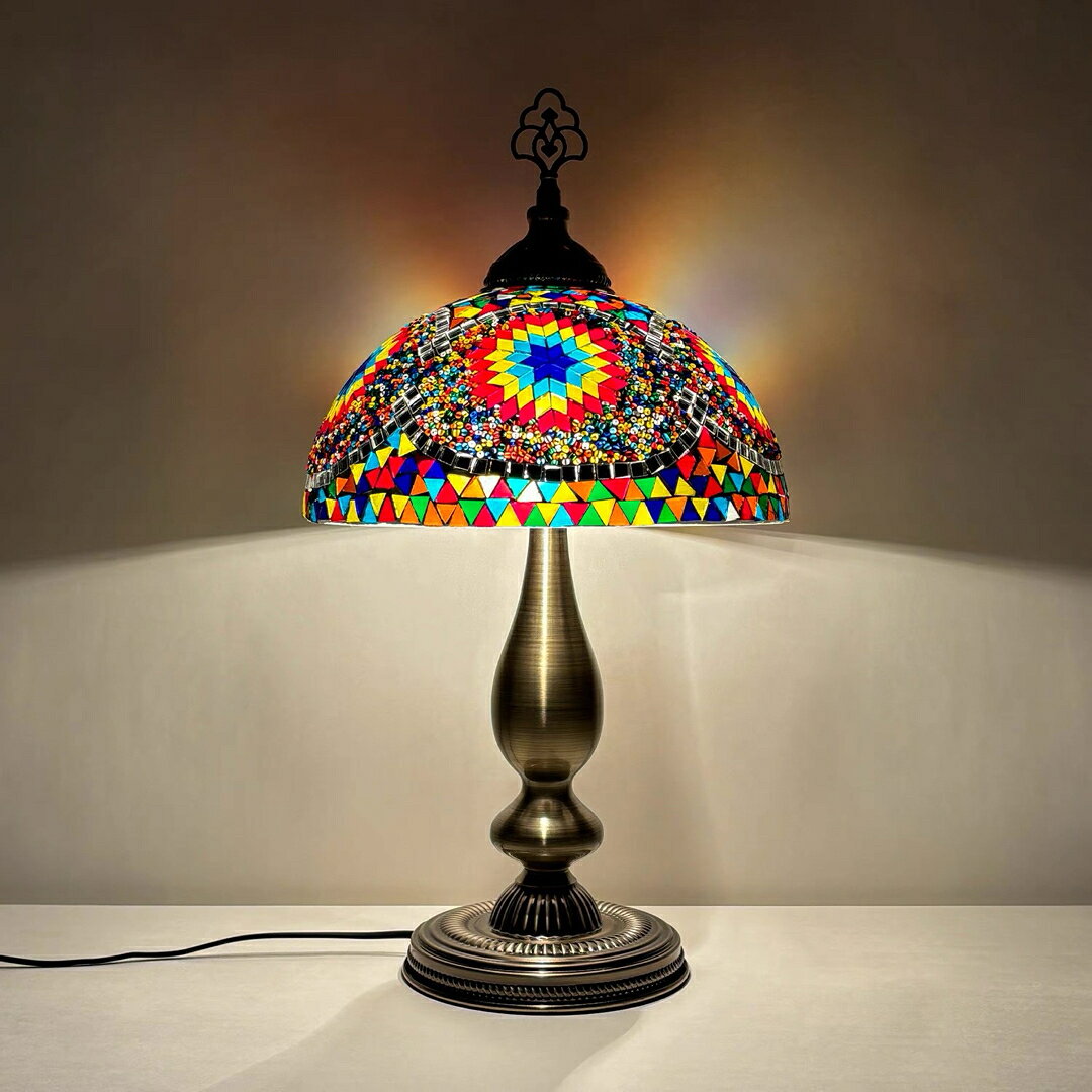 A064222トルコモザイクランプ テーブルランプ ステンドグラス インテリア照明 ベッド灯