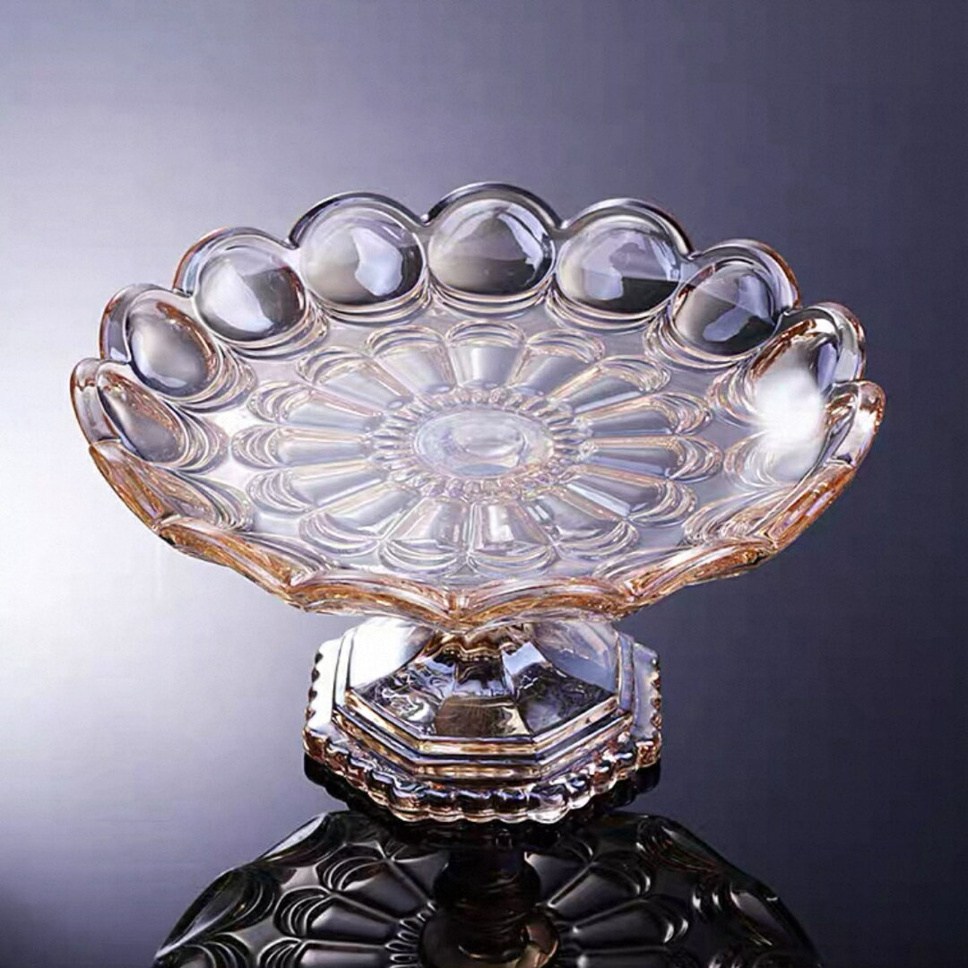 A064682高級果物皿　ガラス盛り皿 お菓子皿、フルーツプレート 豪華 果物カゴ お菓子鉢