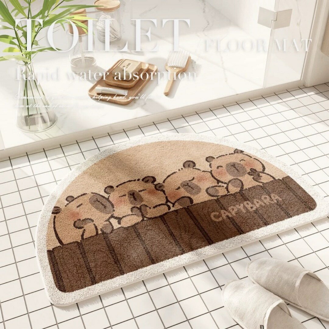 A064736バスマット カピバラ 動物柄 室内マット滑り止め吸水 洗面所マット玄関マット