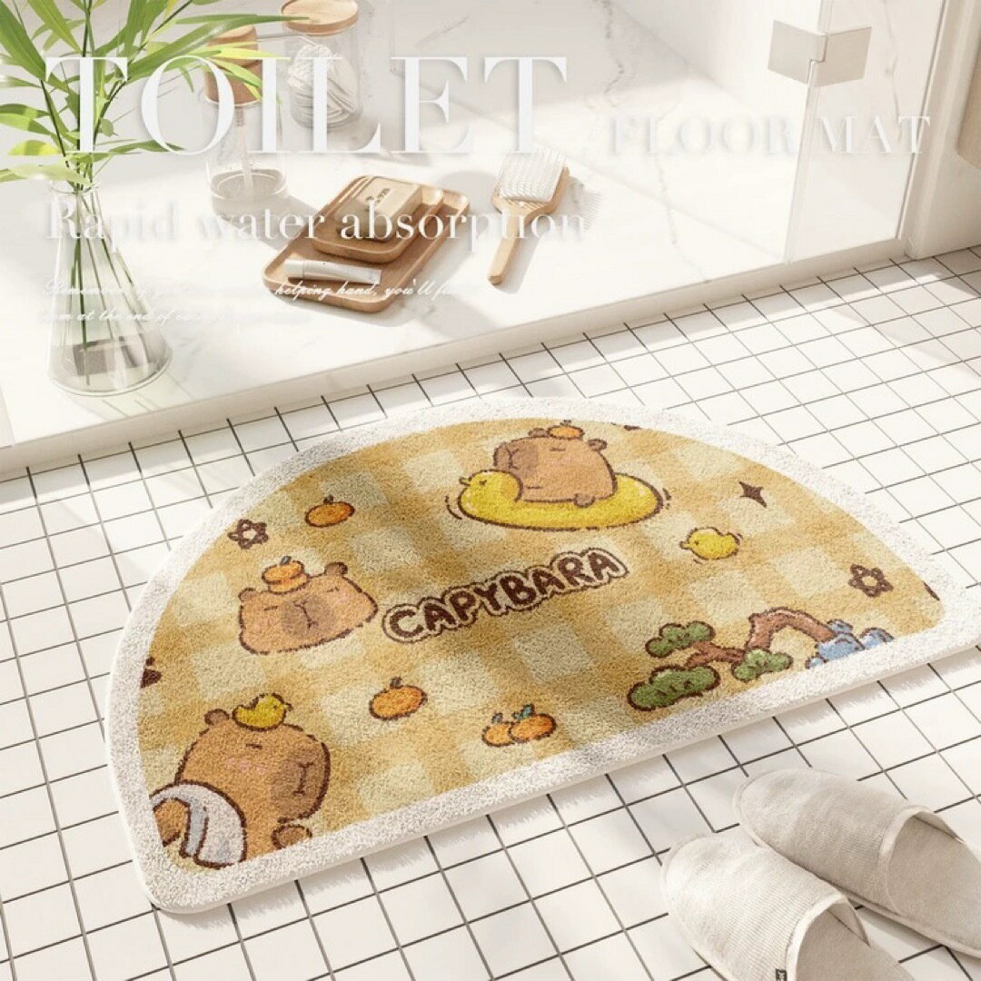 A064738バスマット カピバラ 動物柄 室内マット滑り止め吸水 洗面所マット玄関マット