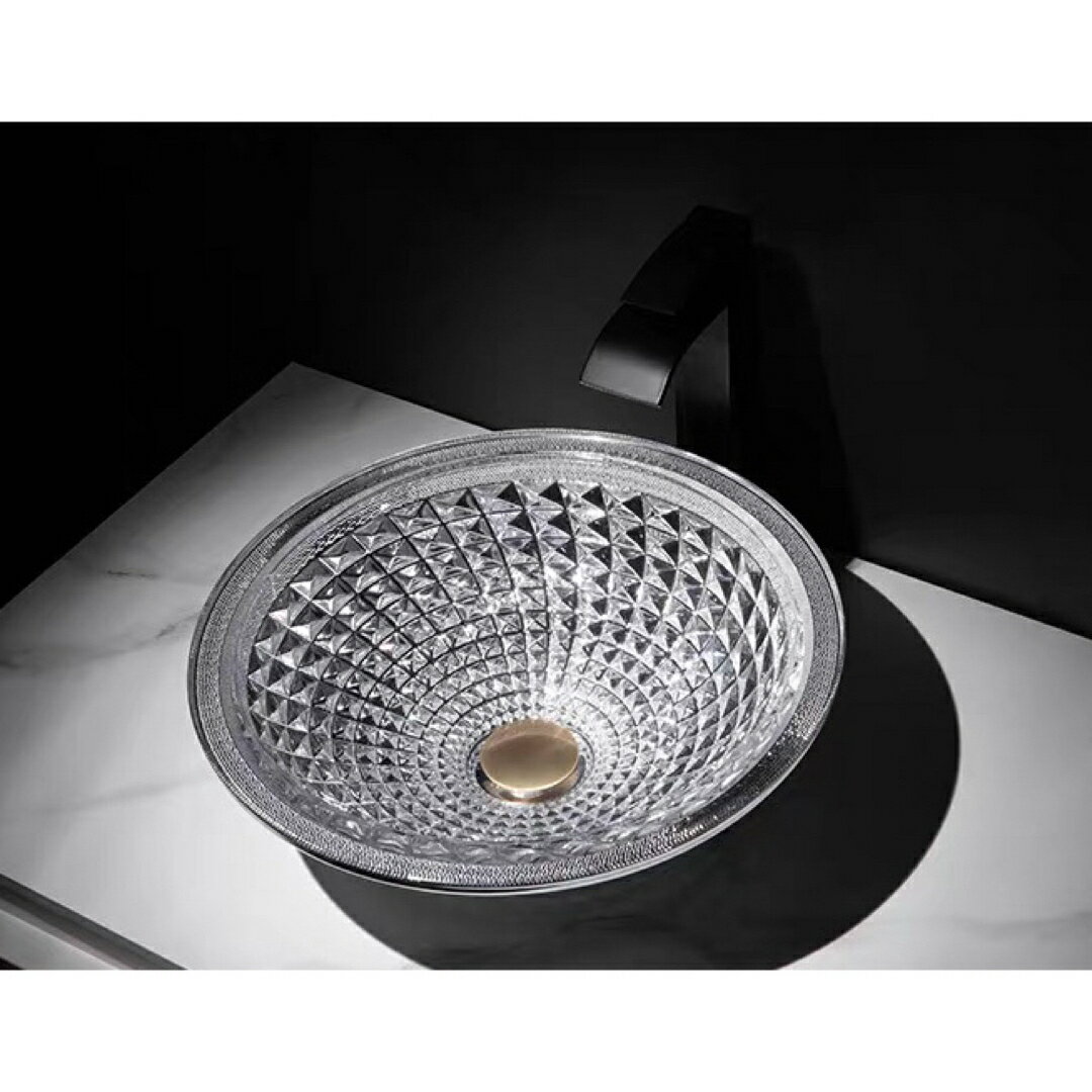 A064885高級洗面器 洗面ボウルセット強化ガラス 洗面ボール 手水鉢 手洗器 蛇口 排水