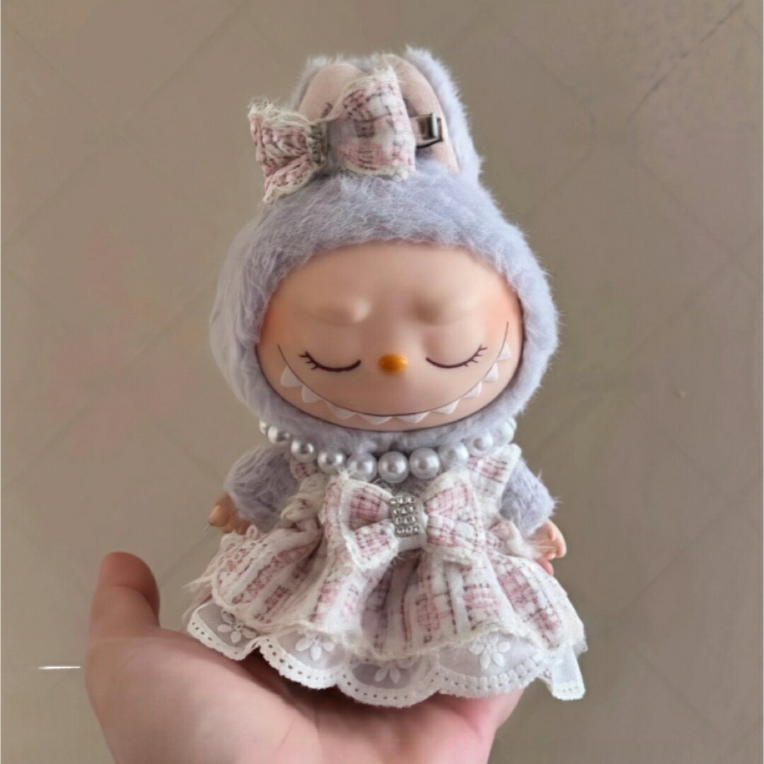 A064993髪飾りワンピース3点セットlabubuラブブぬいぐるみ服17cm着せ替え着ぐるみ