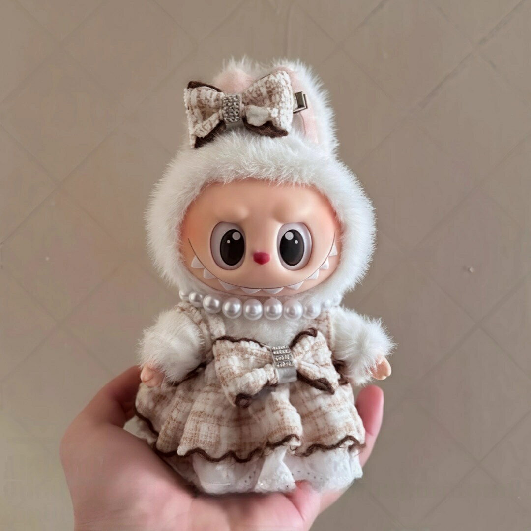 A064994髪飾りワンピース3点セットlabubuラブブぬいぐるみ服17cm着せ替え着ぐるみ