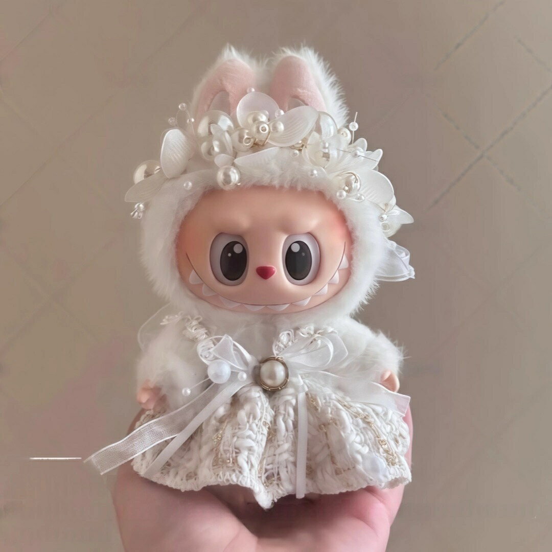 A064999髪飾りワンピース2点セットlabubuラブブぬいぐるみ服17cm着せ替え着ぐるみ