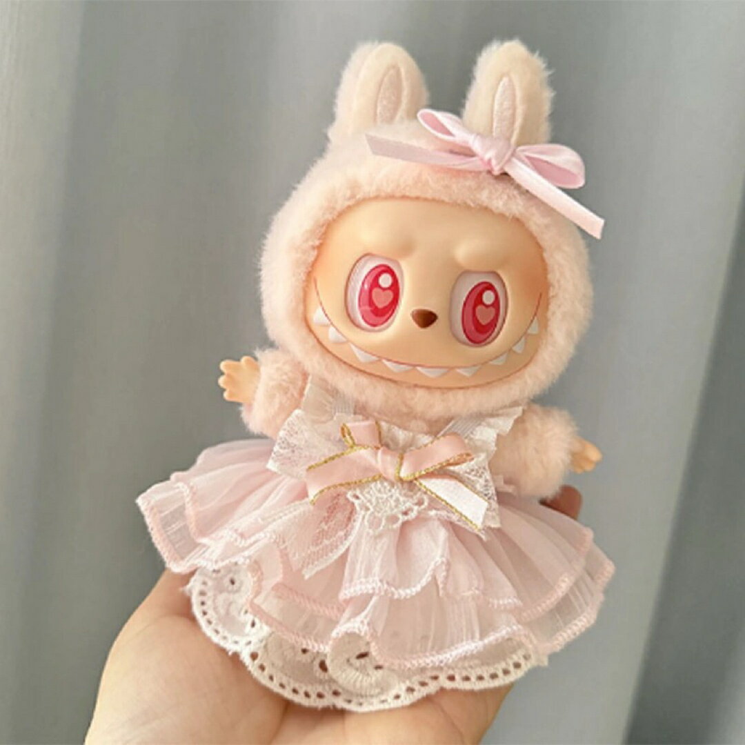 A065000ワンピースリボン2点セットlabubuラブブぬいぐるみ服17cm着せ替え着ぐるみ