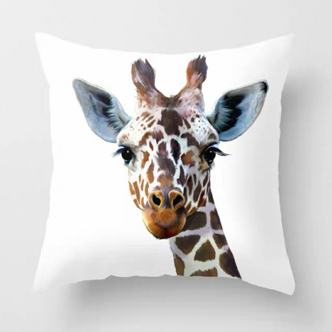 A065010キリンデザイン クッションカバー 可愛い 動物モチーフ 北欧風ピロー