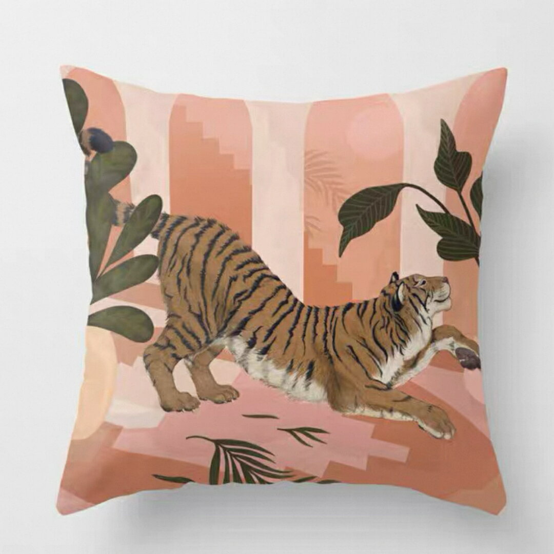 A065012トラデザイン クッションカバー アート風 動物柄 インテリアピロー