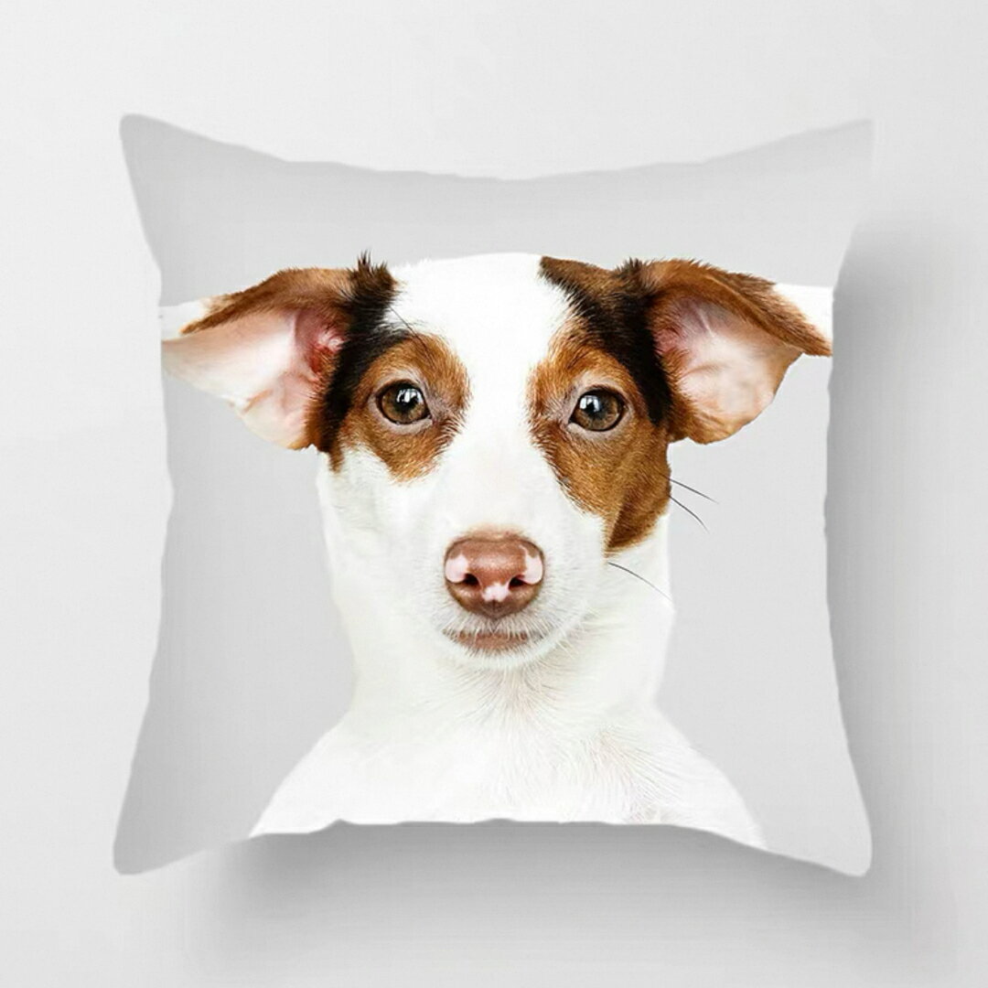 A065018犬デザイン クッションカバーシンプル可愛い インテリアピロー ジャックラッセル風