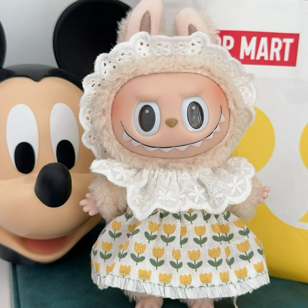 A065037花柄ワンピース2点セットlabubuラブブぬいぐるみ服17cm着せ替え着ぐるみ