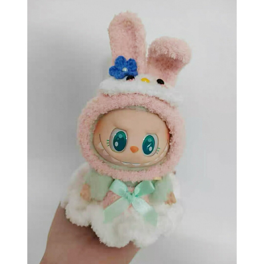 A065071うさ耳帽子付き2点セットlabubuラブブぬいぐるみ服17cm着せ替え着ぐるみ