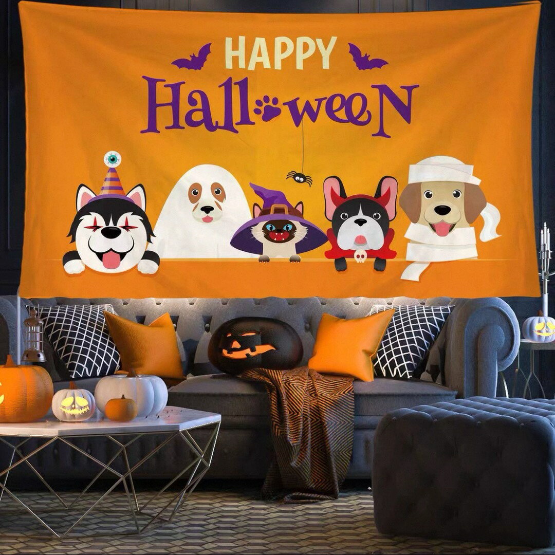 A065210タペストリー ハロウィン カボチャ布ポスター 壁面装飾 壁掛け飾り 窓 背景布