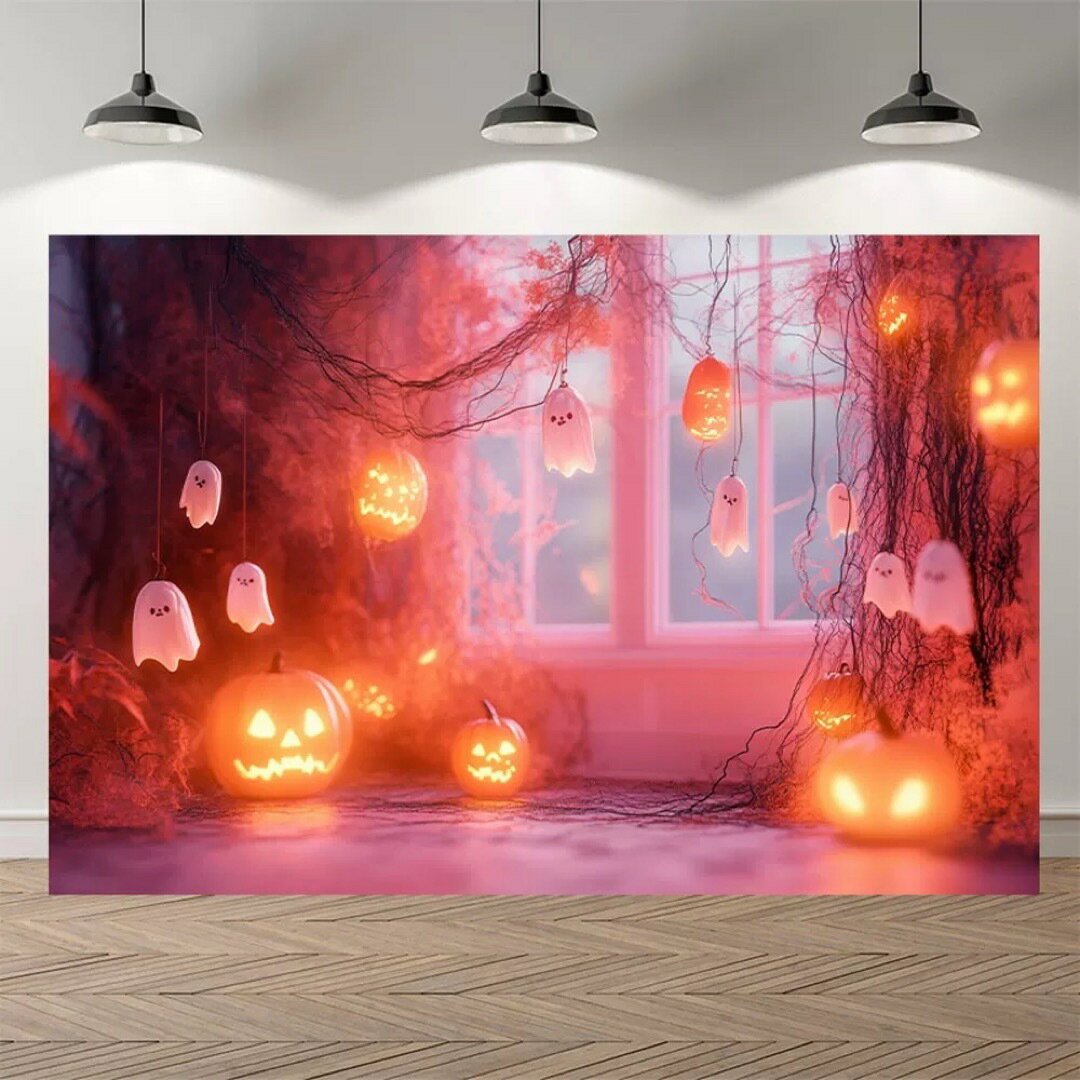 A065227タペストリー ハロウィン カボチャ布ポスター 壁面装飾 壁掛け飾り 窓 背景布