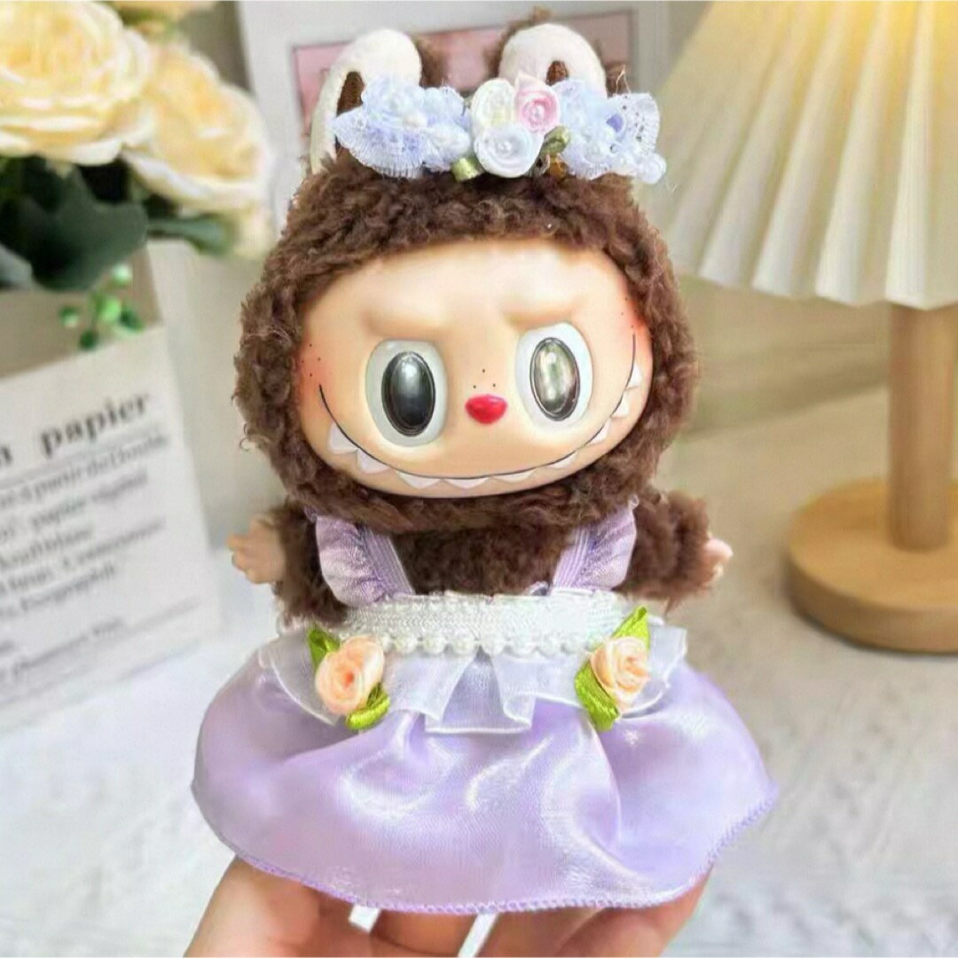 A065255新品2点セット ワンピースlabubuラブブぬいぐるみ服17cm着せ替え着ぐるみ