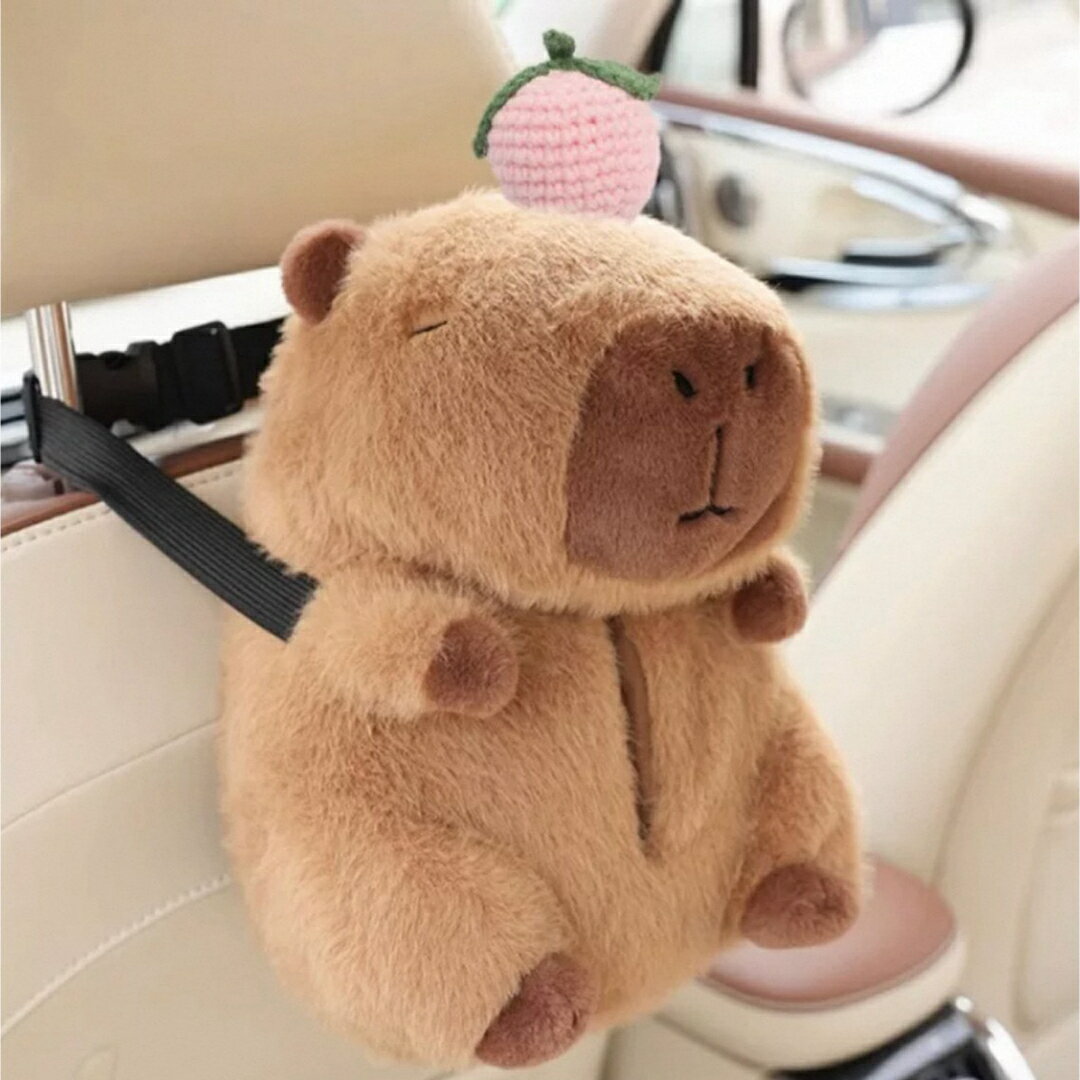 A065321もこもこカピバラティッシュケース 車用 おしゃれ ぬいぐるみティッシュカバー