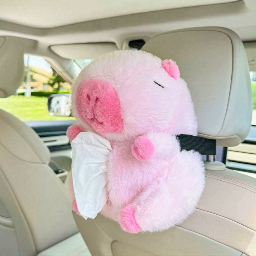 A065325もこもこカピバラティッシュケース 車用 おしゃれ ぬいぐるみティッシュカバー