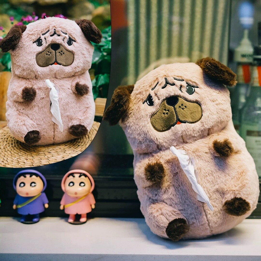 A065328パグティッシュケース ぬいぐるみタイプ かわいい犬型 ティッシュカバー