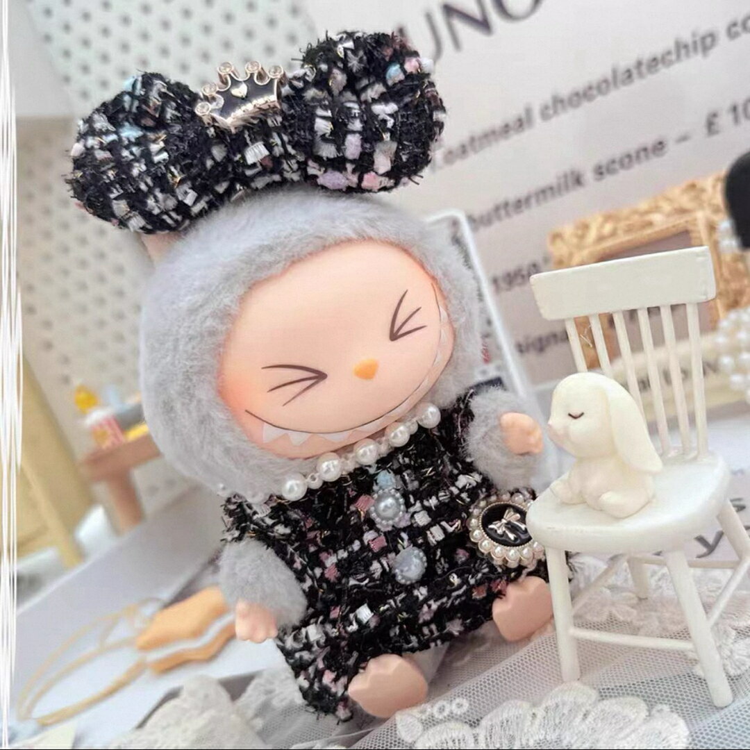 A065520新品2点セット ワンピースlabubuラブブぬいぐるみ服17cm着せ替え着ぐるみ