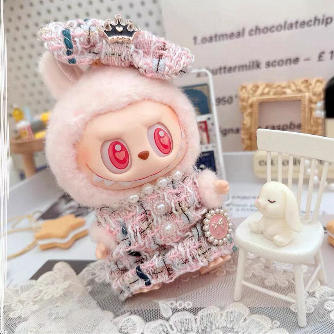 A065521新品2点セット ワンピースlabubuラブブぬいぐるみ服17cm着せ替え着ぐるみ