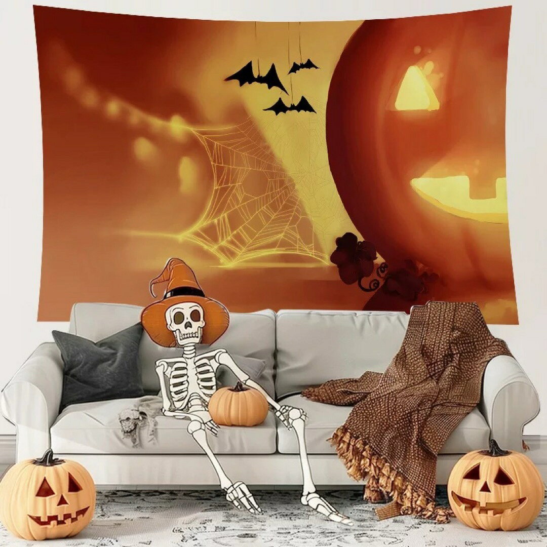 A065995タペストリー ハロウィン カボチャ布ポスター 壁面装飾 壁掛け飾り 窓 背景布