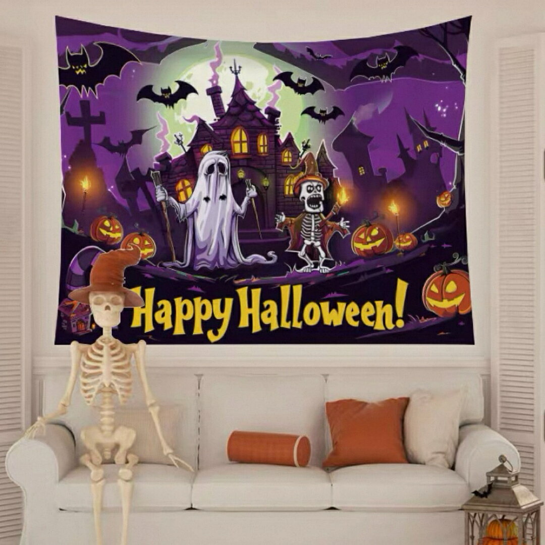 A066031タペストリー ハロウィン カボチャ布ポスター 壁面装飾 壁掛け飾り 窓 背景布