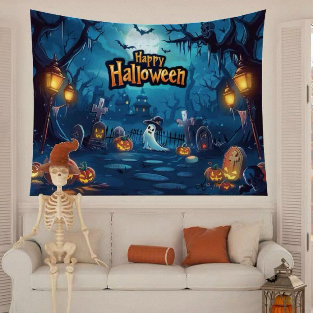 A066034タペストリー ハロウィン カボチャ布ポスター 壁面装飾 壁掛け飾り 窓 背景布