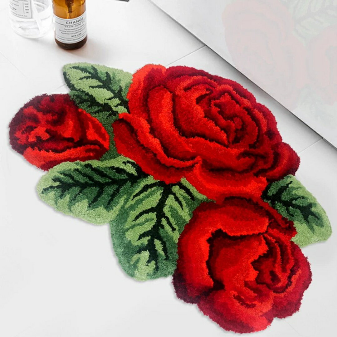 A066098ラグマット リビングマット お風呂マット 玄関マット．カーペット薔薇雑貨