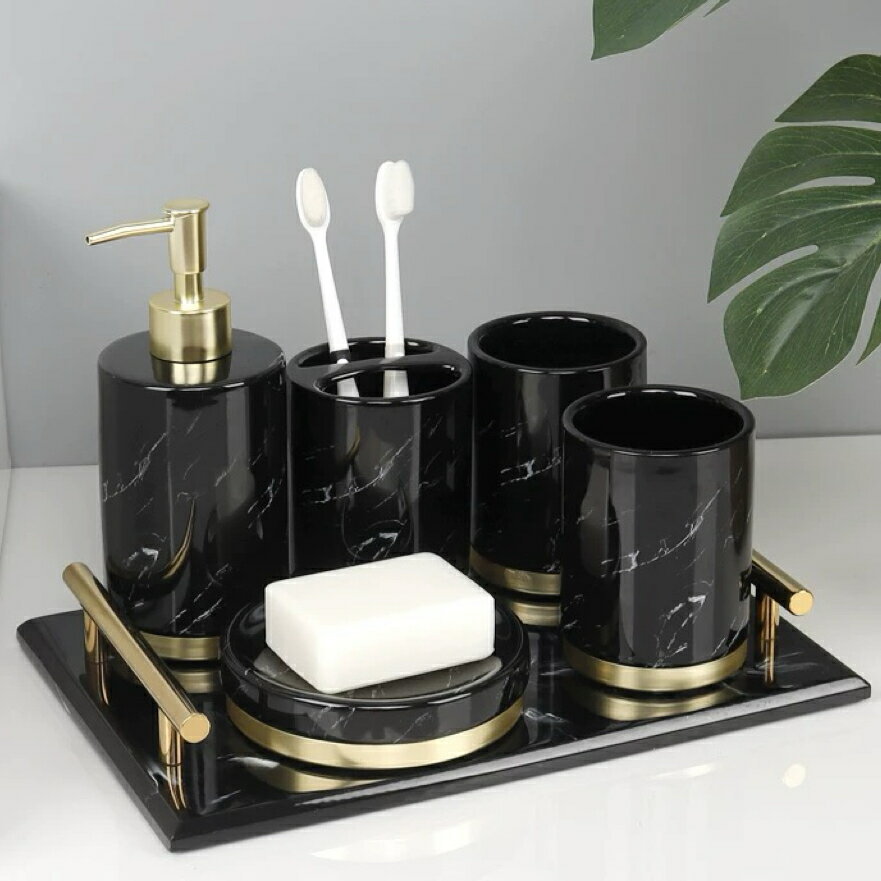 A014537高級サニタリー6点セットディスペンサー 歯ブラシスタンド .洗面所用品