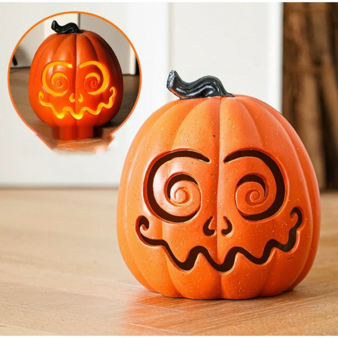 ハロウィン かぼちゃランタン LEDライト付き ジャックオーランタン 装飾置物