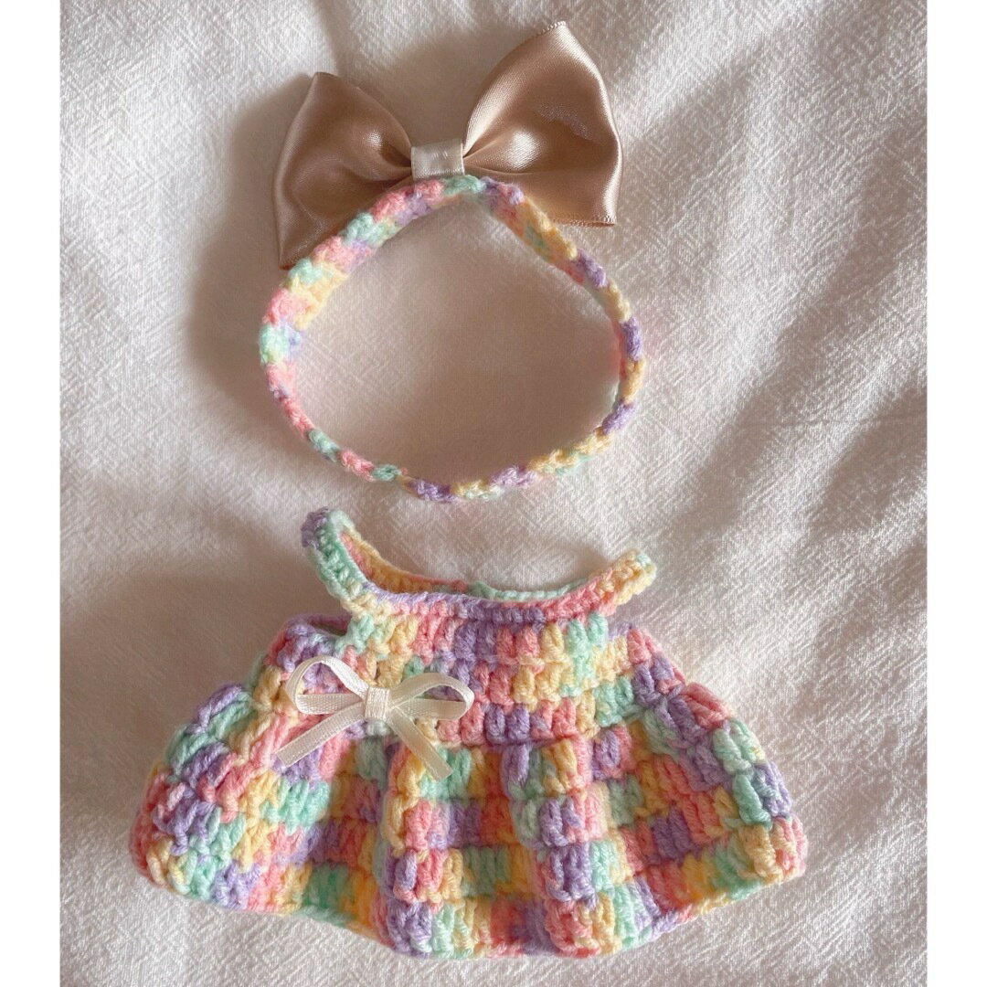 A065644新品2点セット ワンピースlabubuラブブぬいぐるみ服17cm着せ替え着ぐるみ