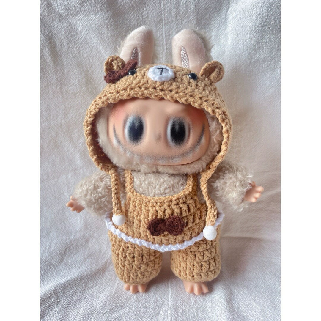 A065668新品2点セット熊くまlabubuラブブぬいぐるみ服17cm着せ替え着ぐるみ