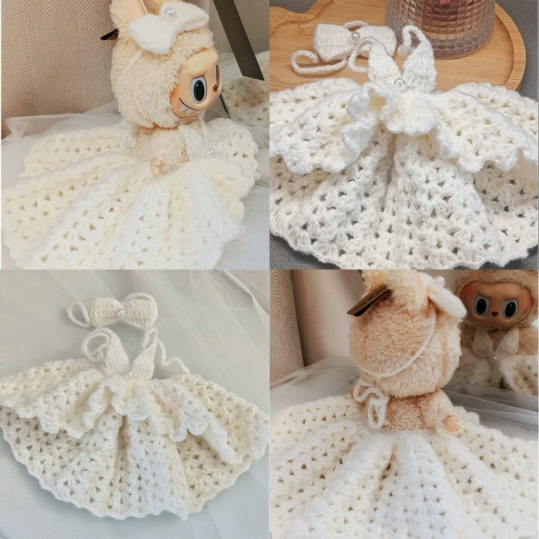 A065729新品2点セットワンピース labubuラブブぬいぐるみ服17cm着せ替え着ぐるみ