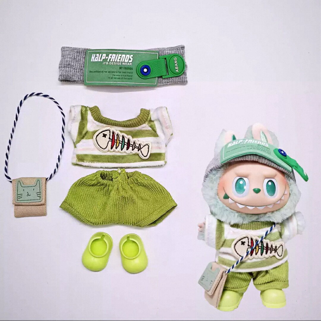 新品5点セットlabubuラブブぬいぐるみ服17cm着せ替え着ぐるみ