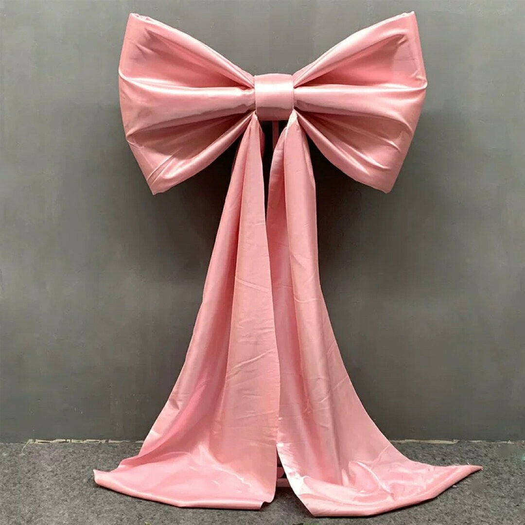 特大リボン装飾 結婚式ロングテール演出 ウェディング撮影 背景デコレーション