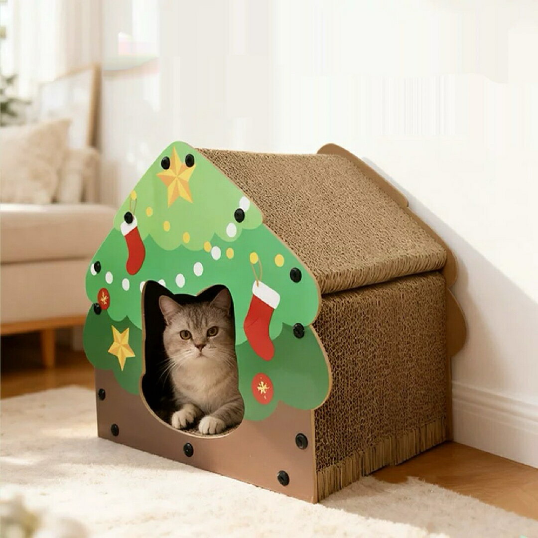 商品説明 かわいいクリスマスツリーをモチーフにした猫用爪とぎハウスです猫が落ち着いてくつろげる隠れ家スペースと&nbsp;屋根部分の大きな爪とぎ面が一体になった多機能デザイン前面の入口から入りやすく&nbsp;中は広々としているため子猫から成猫まで快適に過ごせます軽量で組み立ても簡単&nbsp;お部屋のインテリアにも馴染むかわいいデザインです【材質】段ボール&nbsp;紙【サイズ】幅約38&nbsp;奥行約28&nbsp;高さ約40【用途】猫ハウス&nbsp;爪とぎ&nbsp;隠れ家&nbsp;リラックススペース【特徴】クリスマスデザイン&nbsp;室内用&nbsp;軽量&nbsp;組立簡単&nbsp;安定感あり 1
