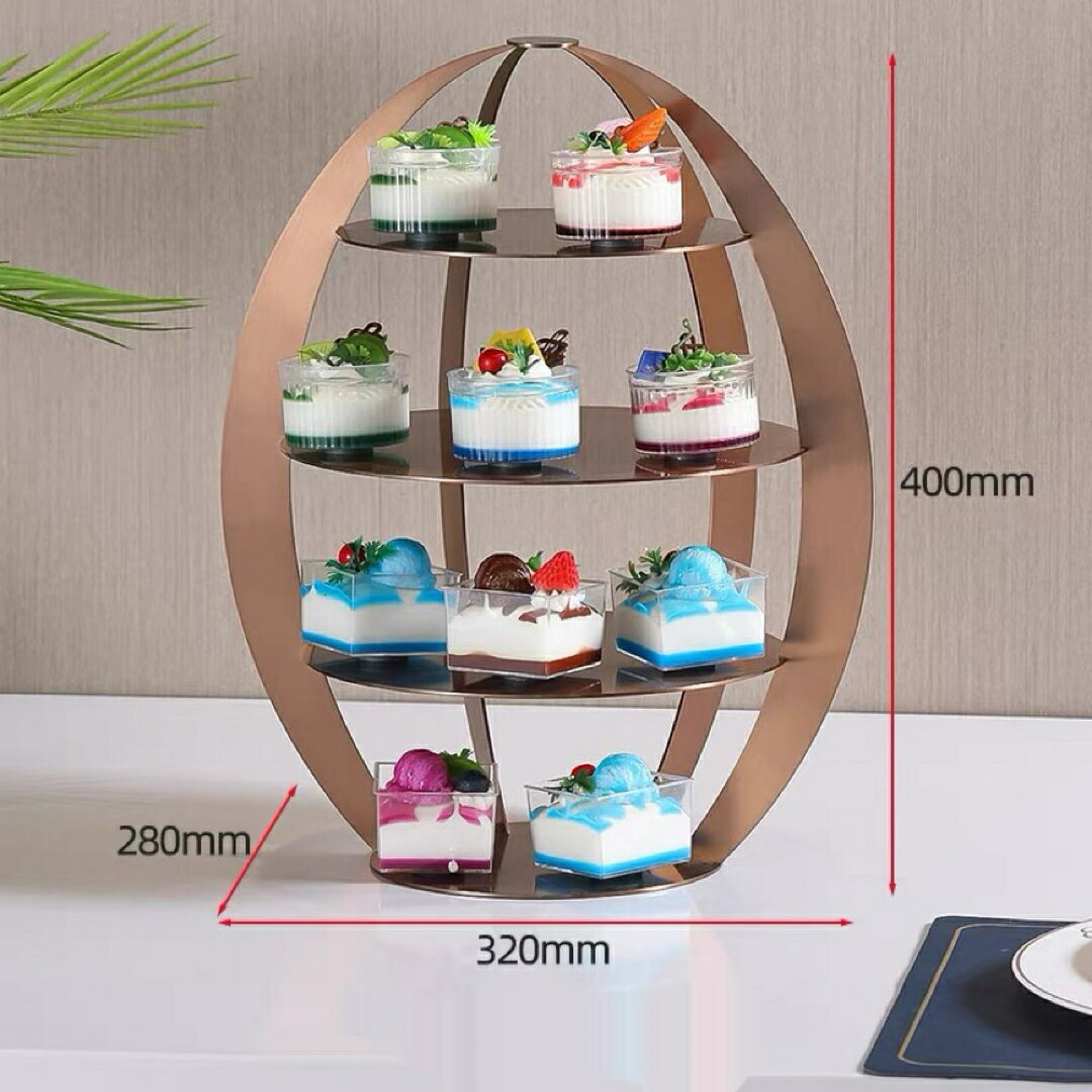 ステンレス鋼ケーキスタンド三段デザートスタンド ローズゴールド食器ビュッフェ用品