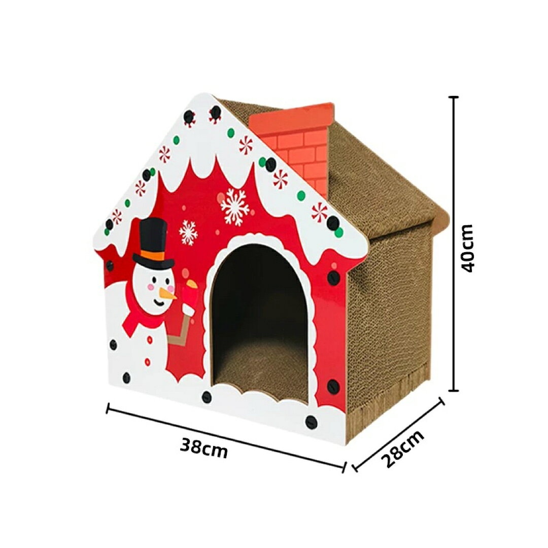 クリスマス猫ハウス キャットスクラッチハウス 段ボールハウス 隠れ家 猫ベッド [2]