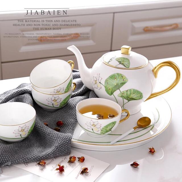 A004305高級感ティー・コーヒーカップセット ティーカップ 4客セット 陶磁器ティーセット